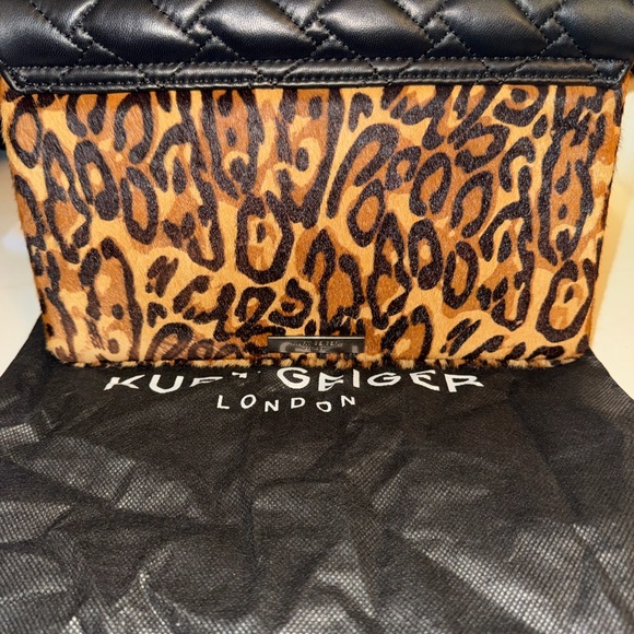 Kurt Geiger Quilted Black and Leopard Print Bag - Picture 3 of 4